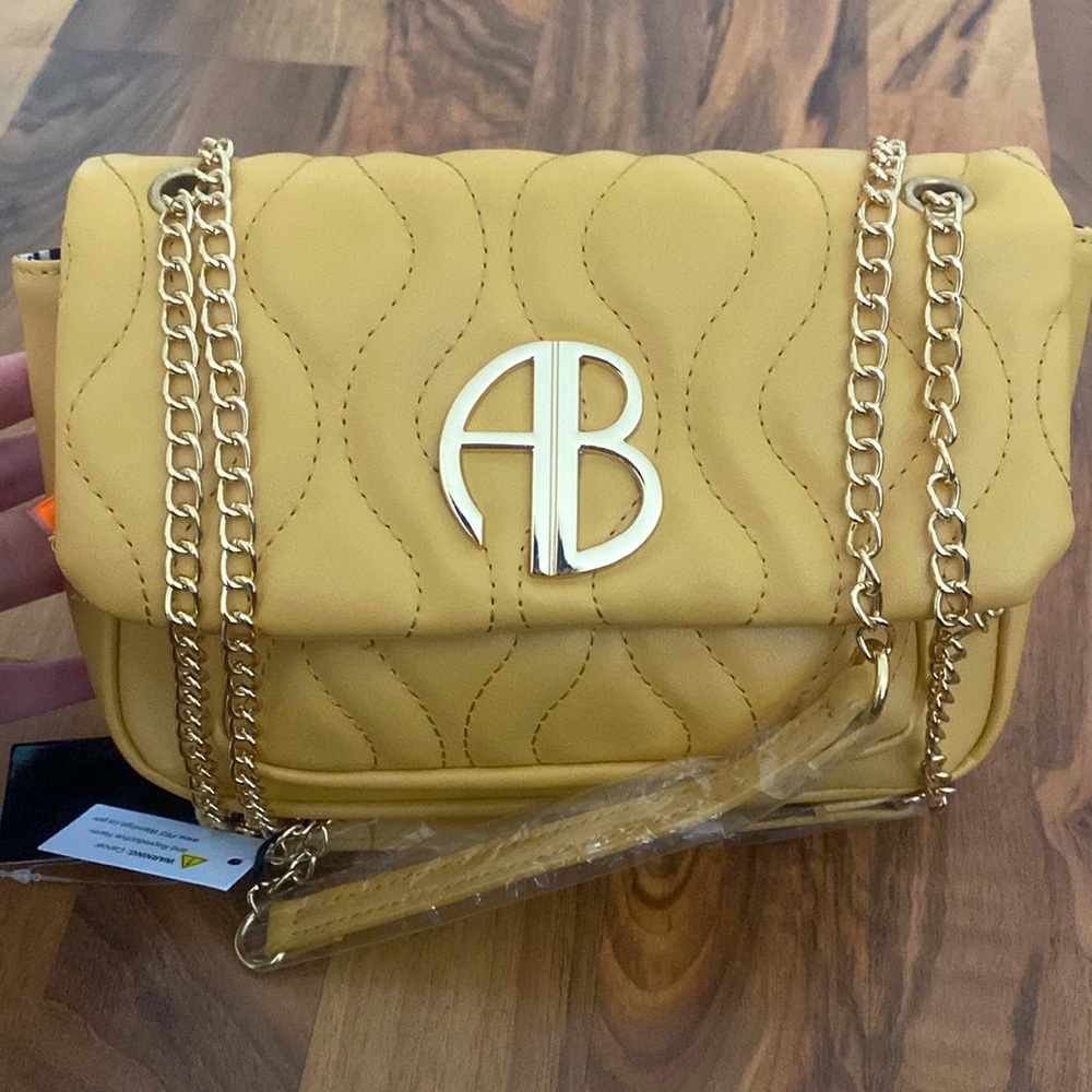 Alexis Bendel Yellow Quilted Chain Bag NWT